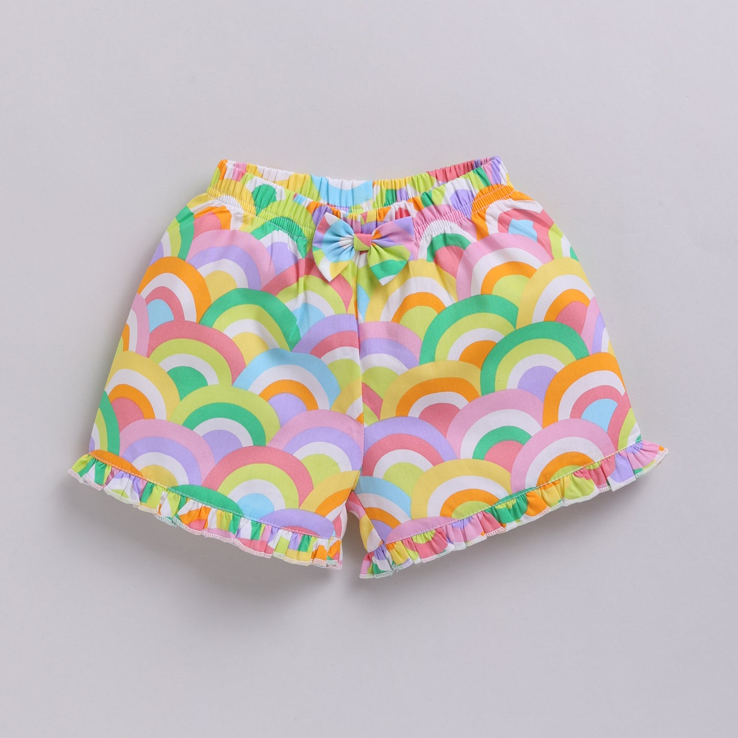 Rainbow print Smocked Tops with Shorts set