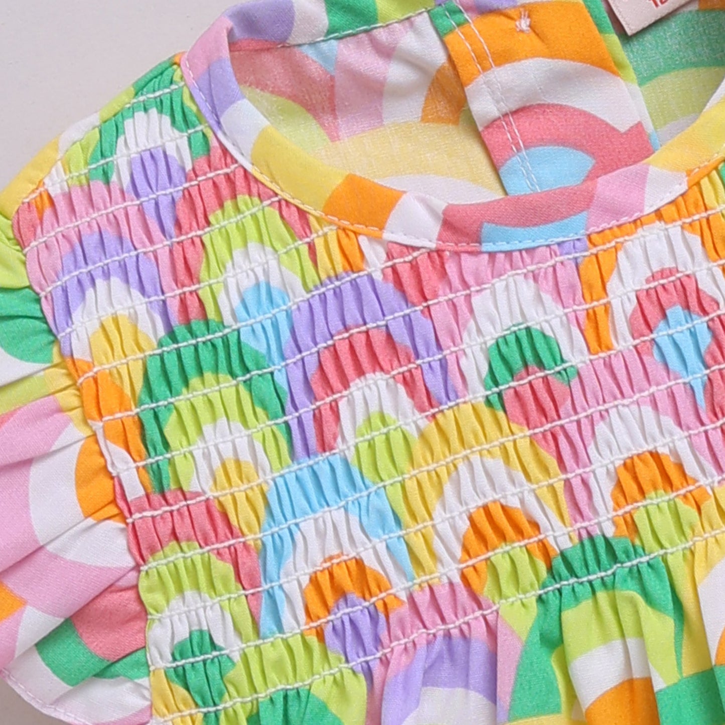 Rainbow print Smocked Tops with Shorts set