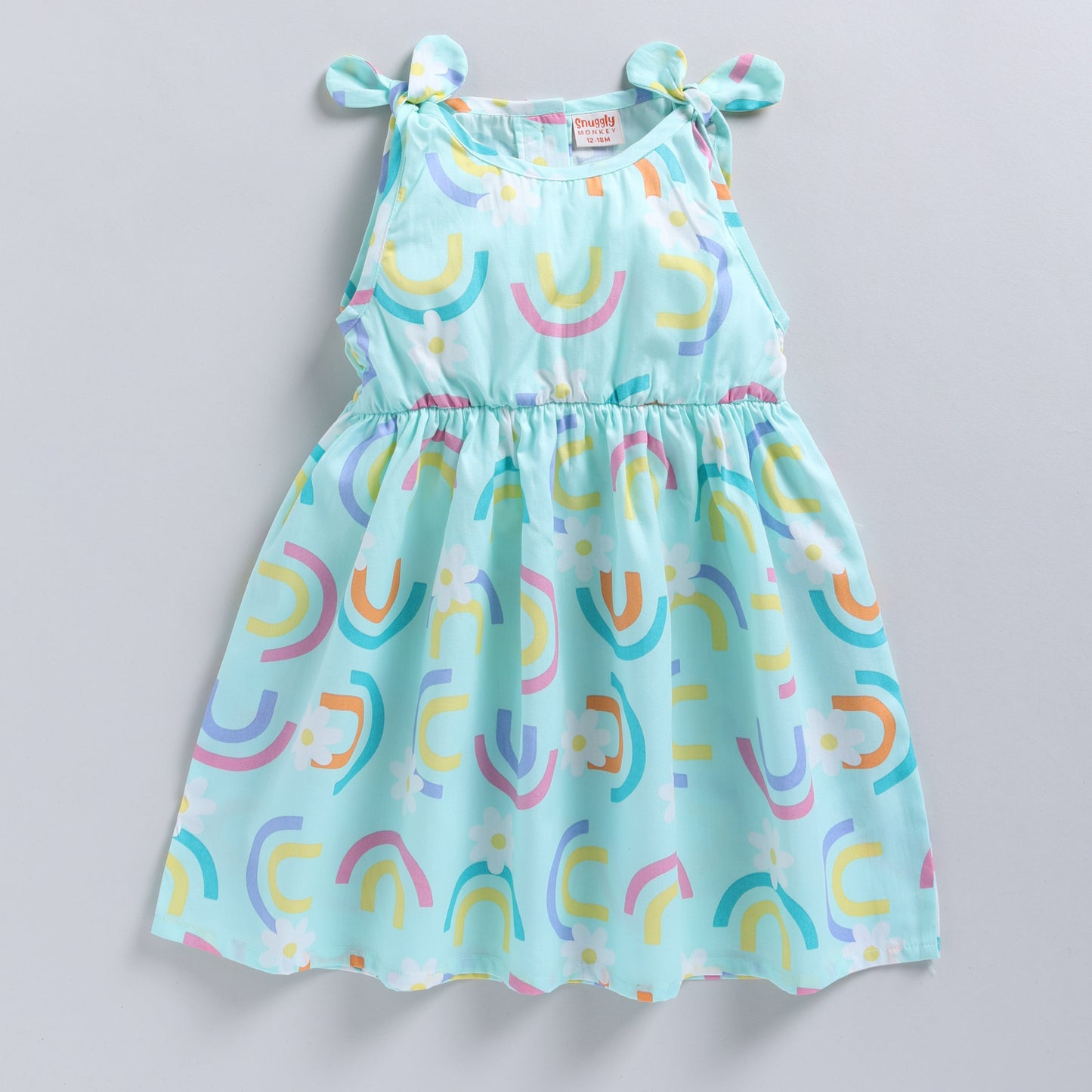 Rainbow Print Sleeveless Frock with matching Hairband