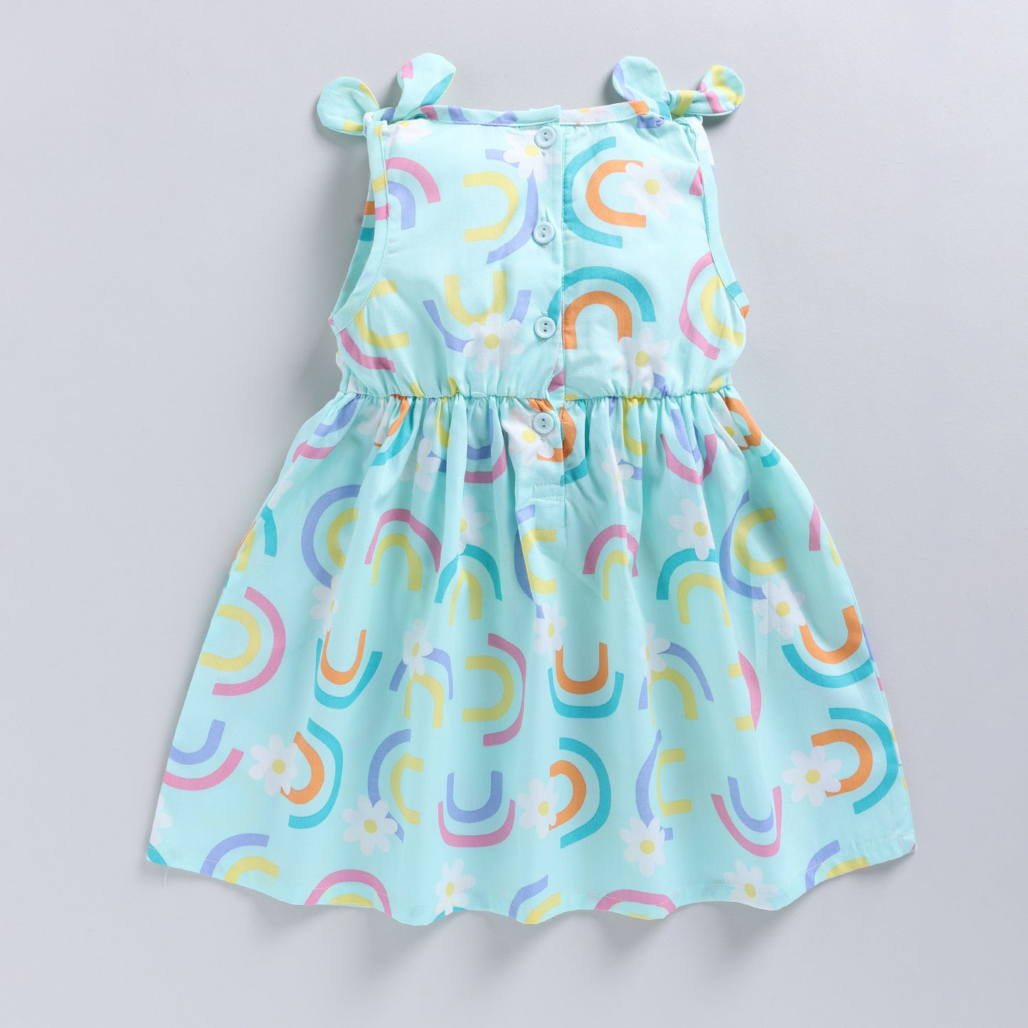Rainbow Print Sleeveless Frock with matching Hairband