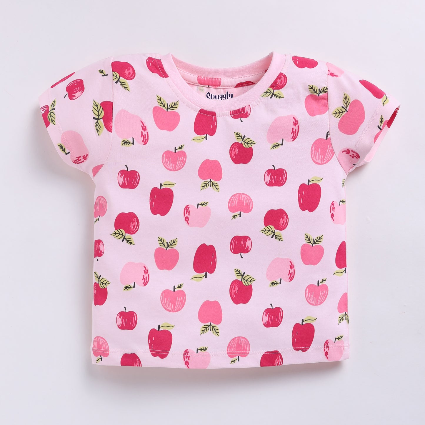 Cute Apple Print Nightsuit Set - Pink