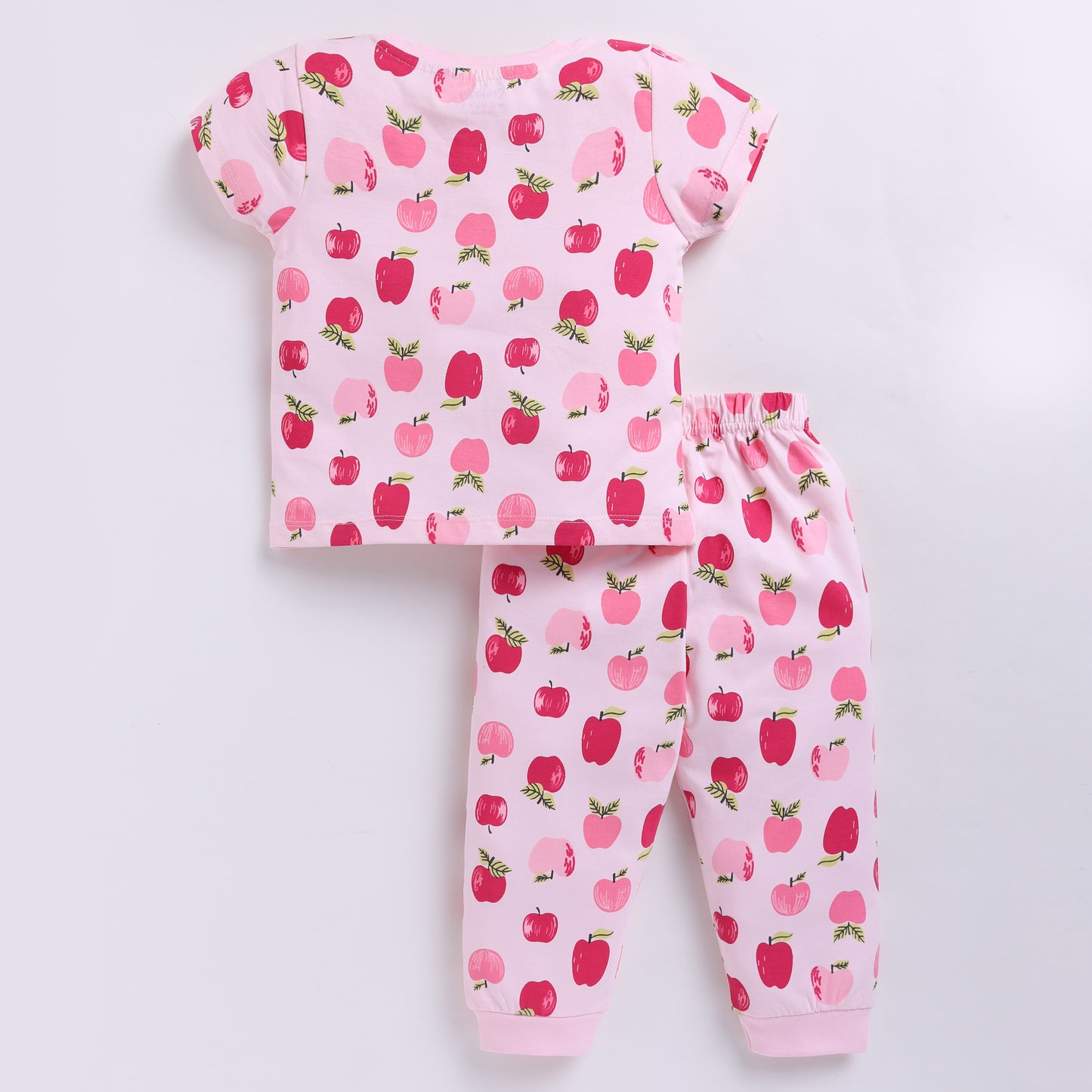 Cute Apple Print Nightsuit Set - Pink