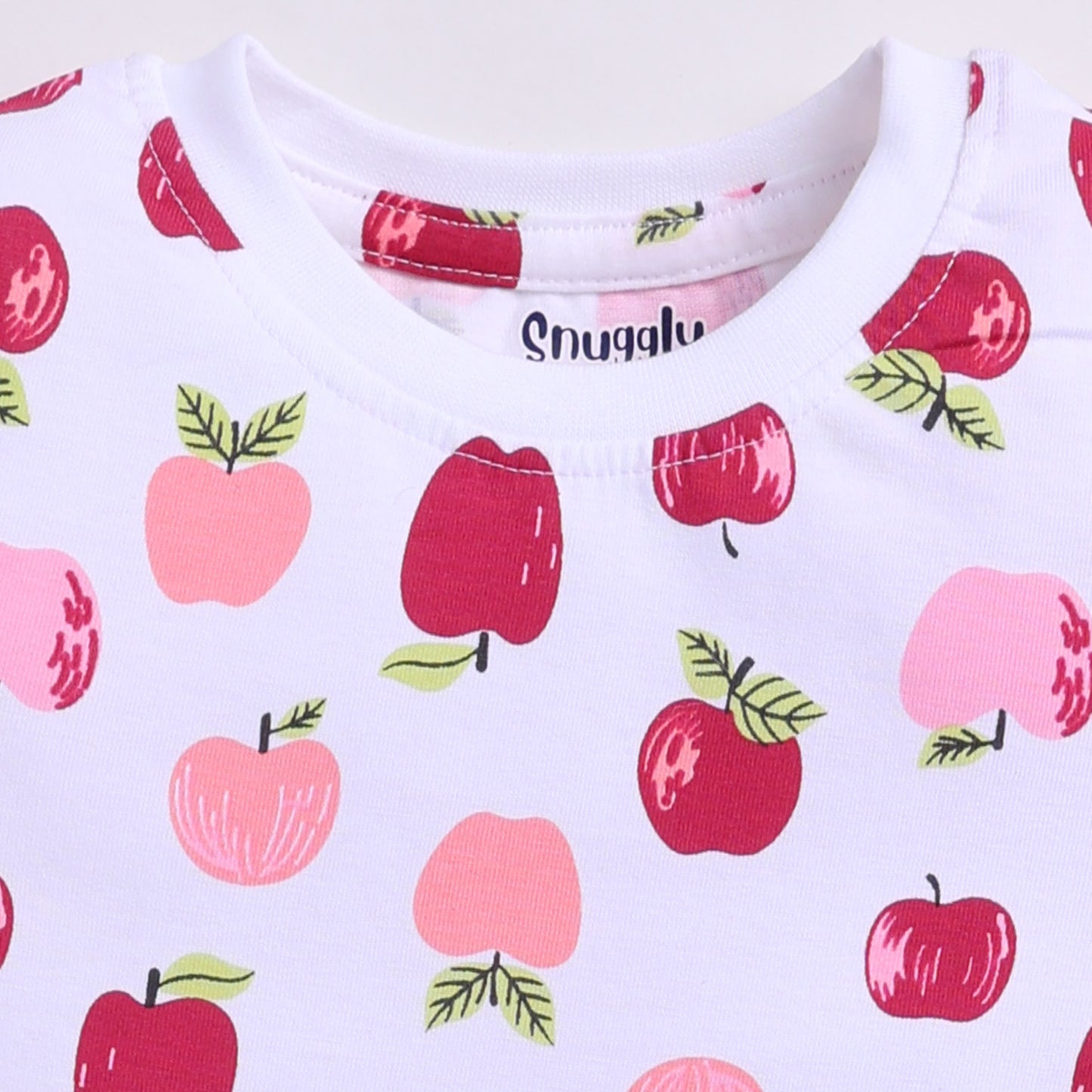 Adorable Apple Print Nightsuit Set - White