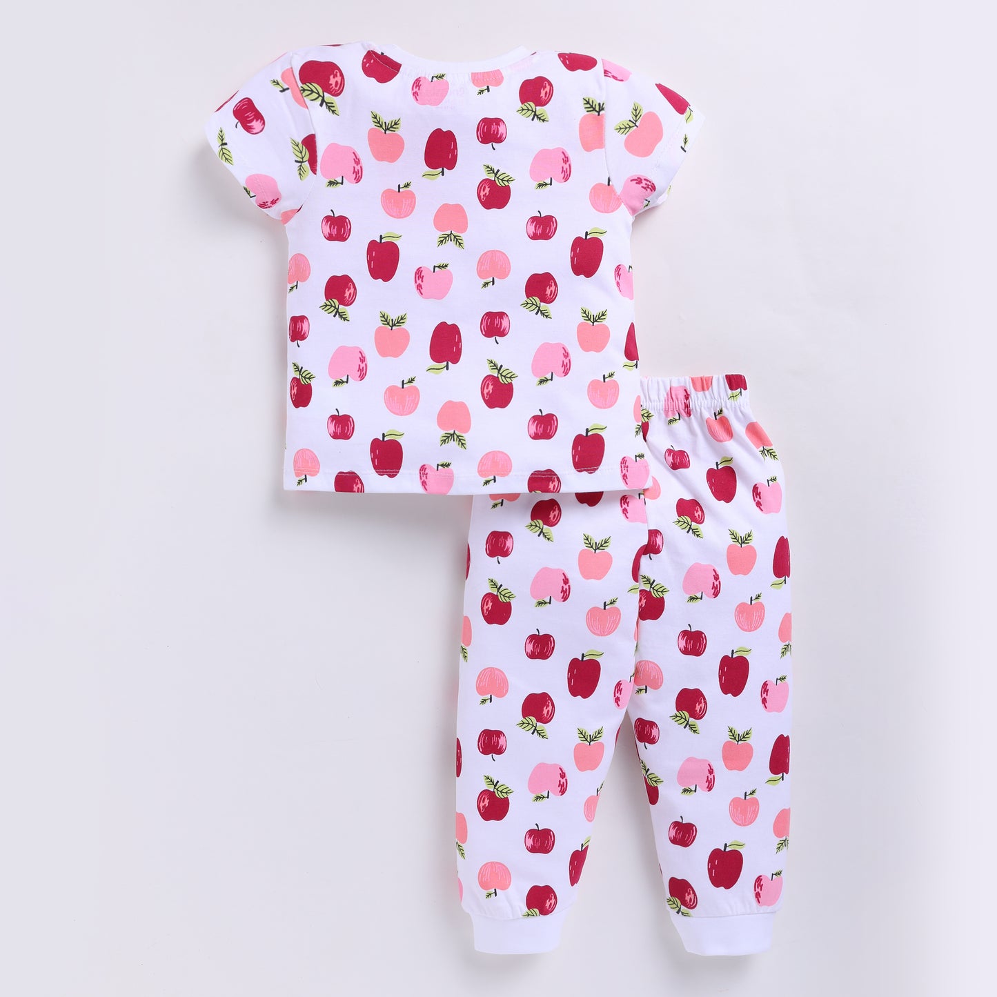 Adorable Apple Print Nightsuit Set - White