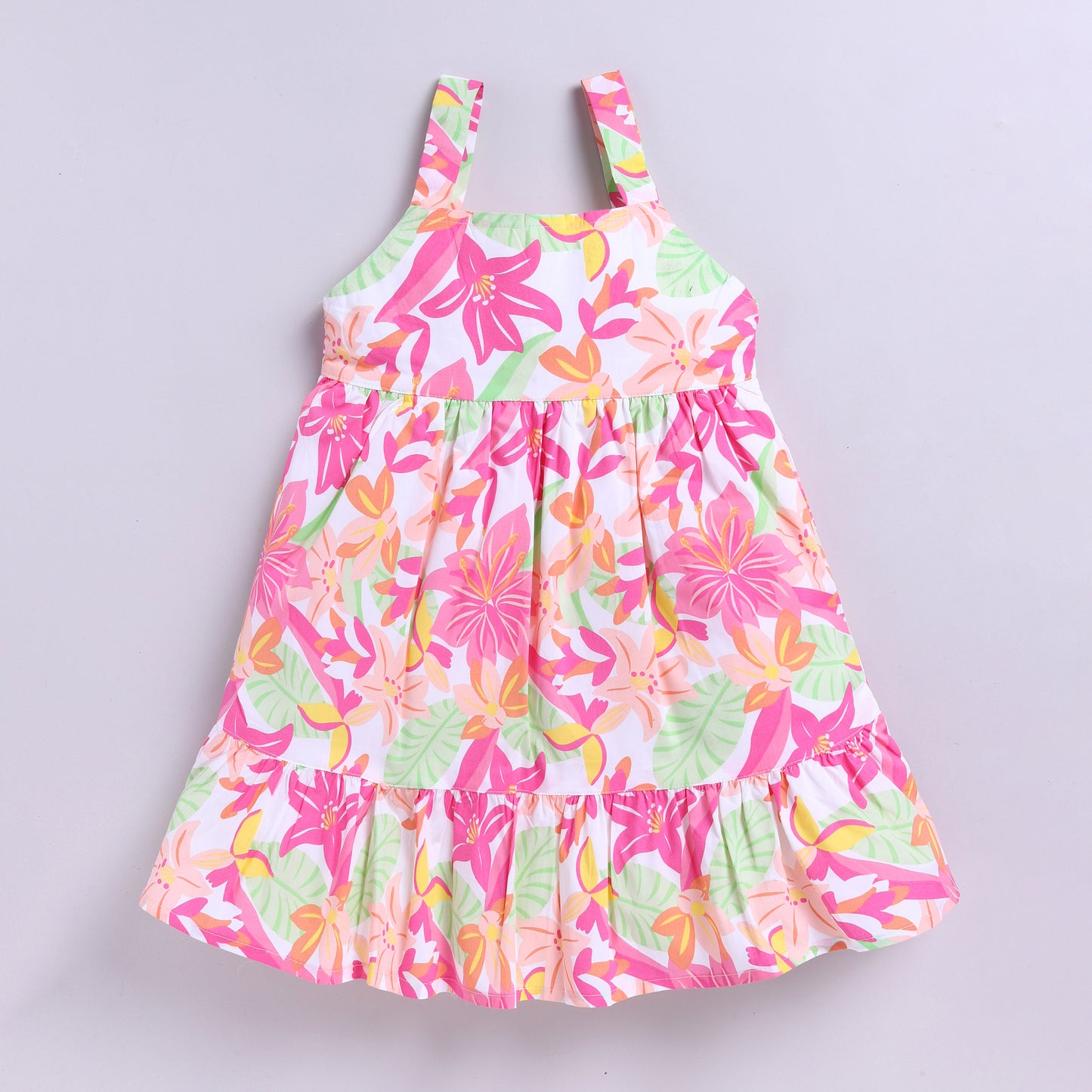 Sleeveless Flower-theme Summer Frock - Pink