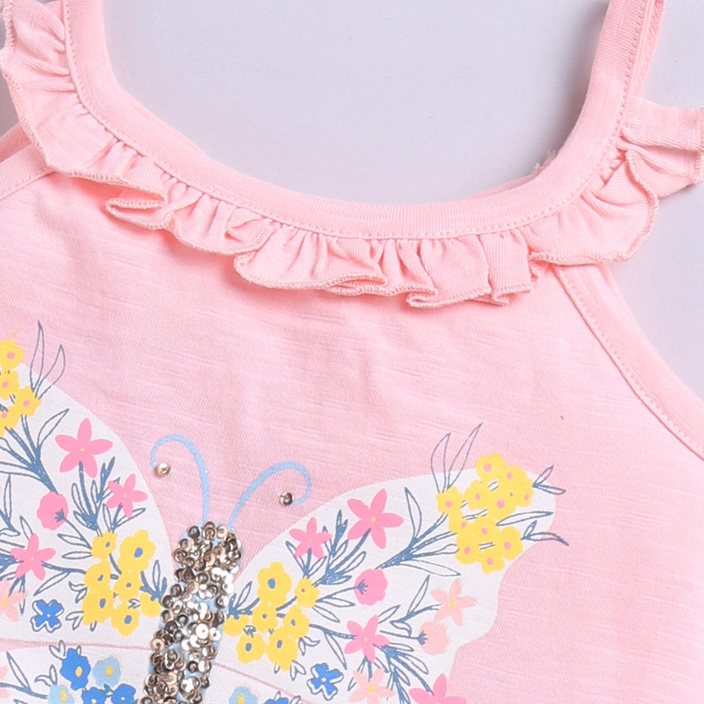 Butterfly Top with Shorts with Beads Embroidery