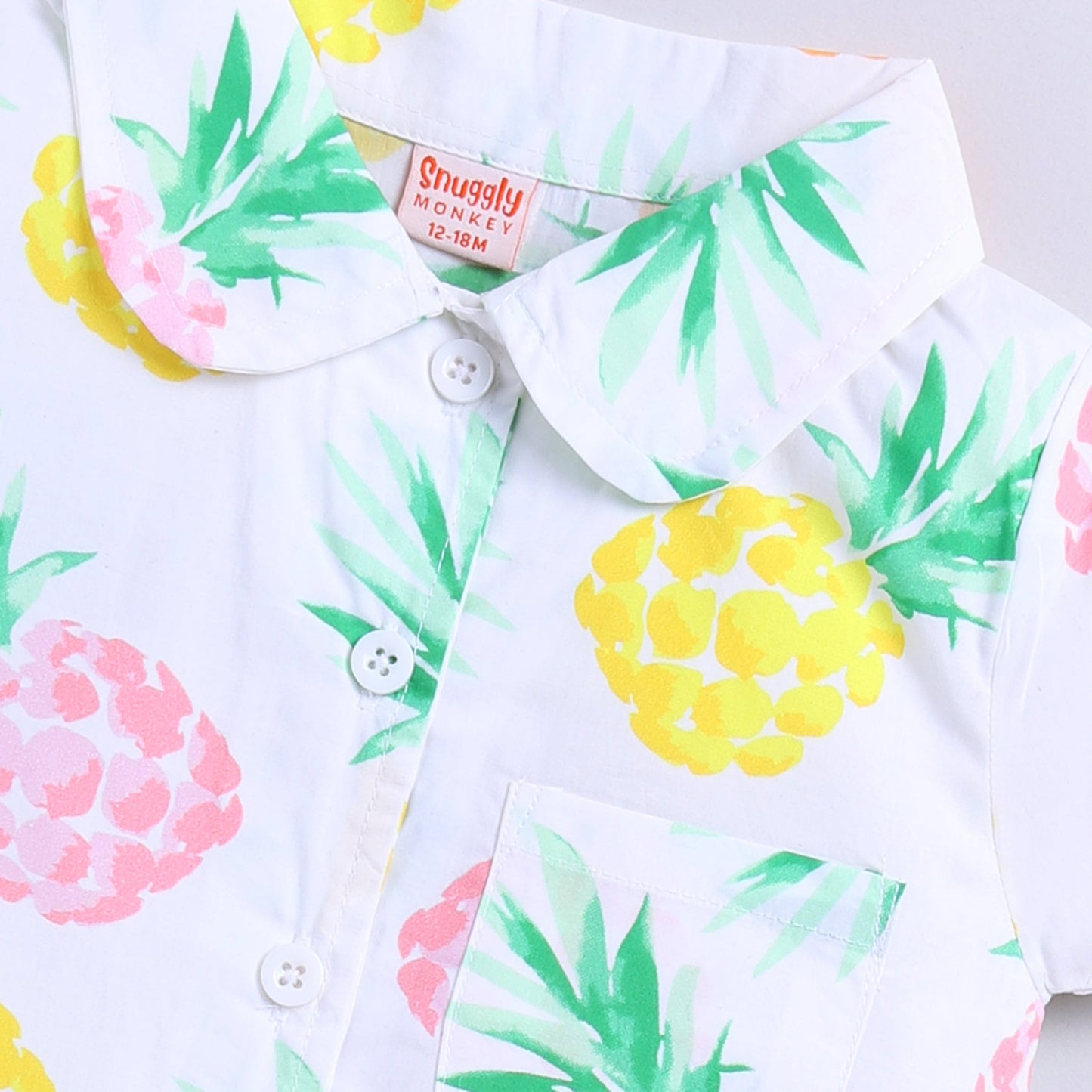 Pineapple Print Woven Shirt with Shorts