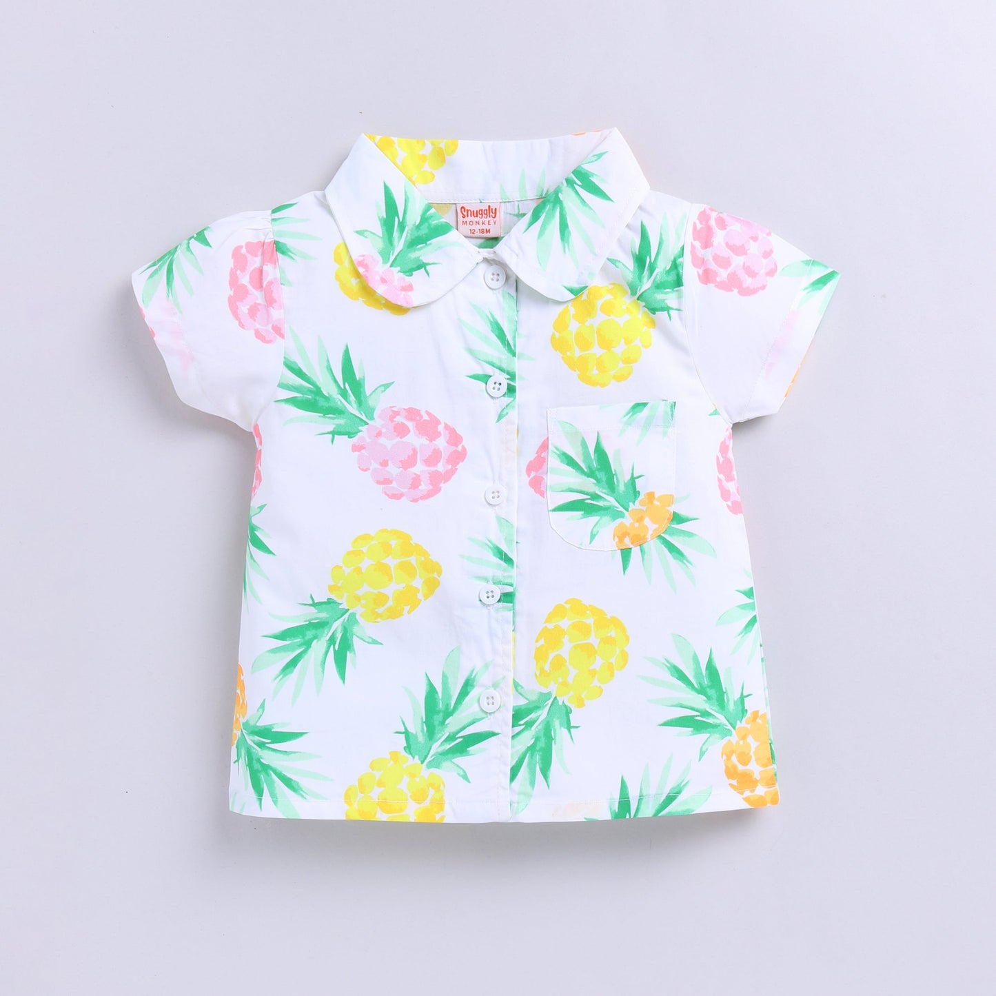 Pineapple Print Woven Shirt with Shorts