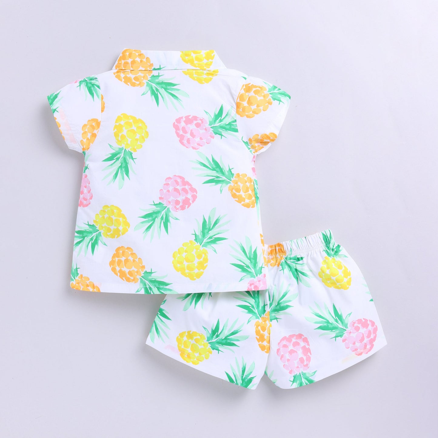 Pineapple Print Woven Shirt with Shorts