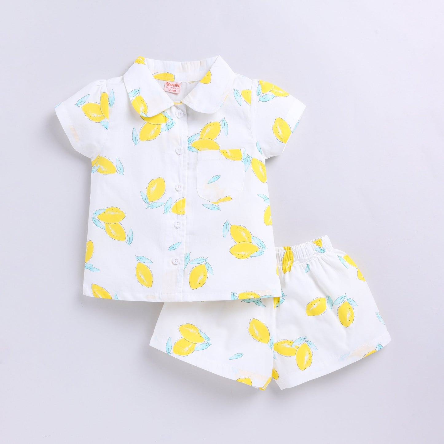 Lemon Print Woven Shirt with Shorts