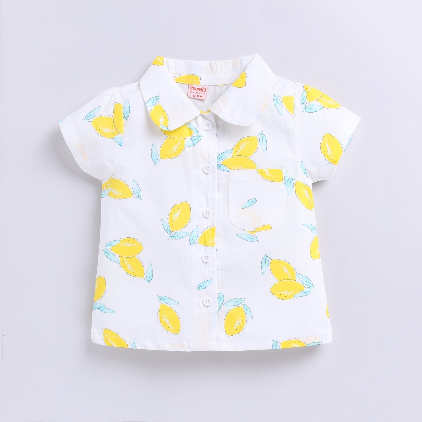 Lemon Print Woven Shirt with Shorts