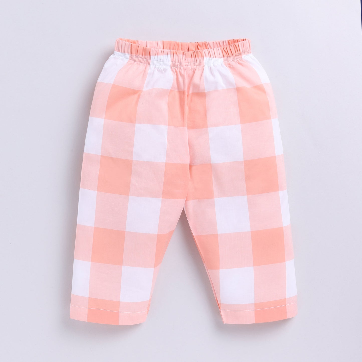 Checks Design Nightsuit Set - Peach
