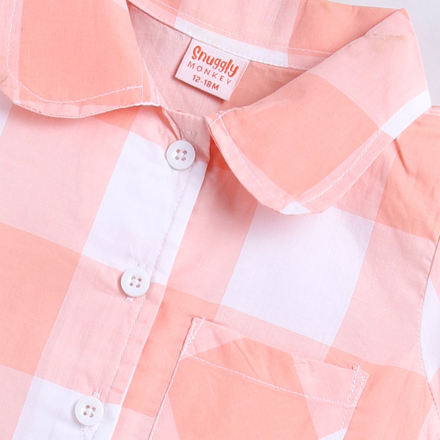 Checks Design Nightsuit Set - Peach