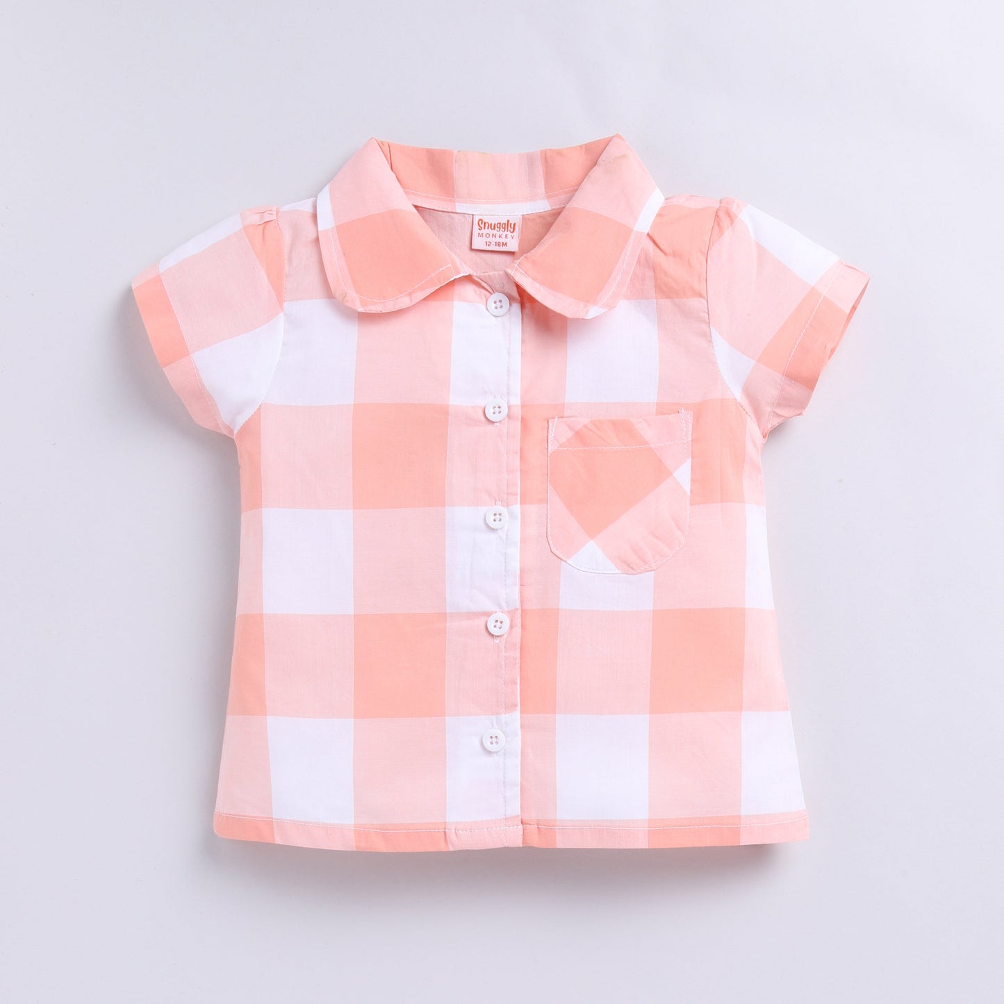 Checks Design Nightsuit Set - Peach