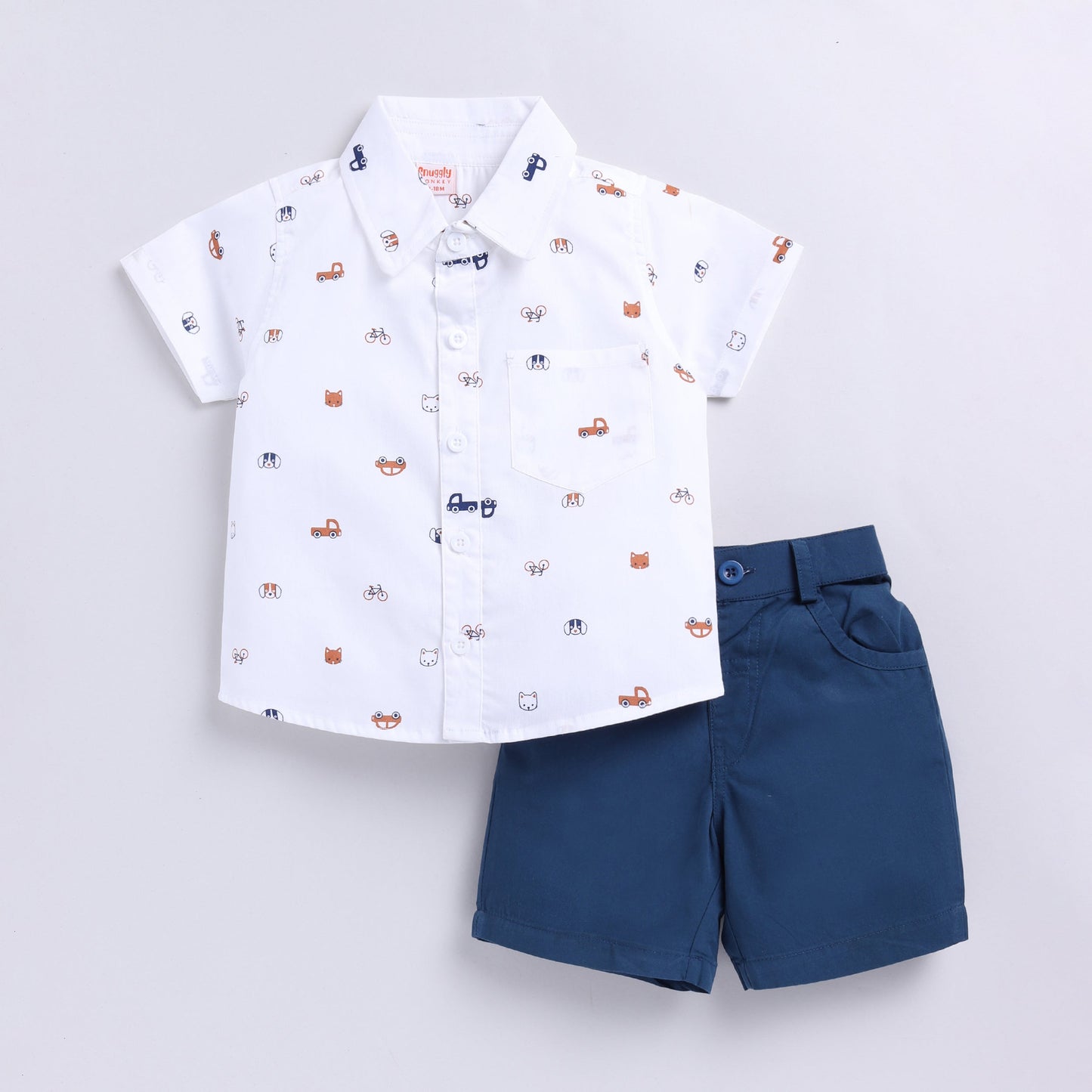 Dog Car Print Top with Shorts Set