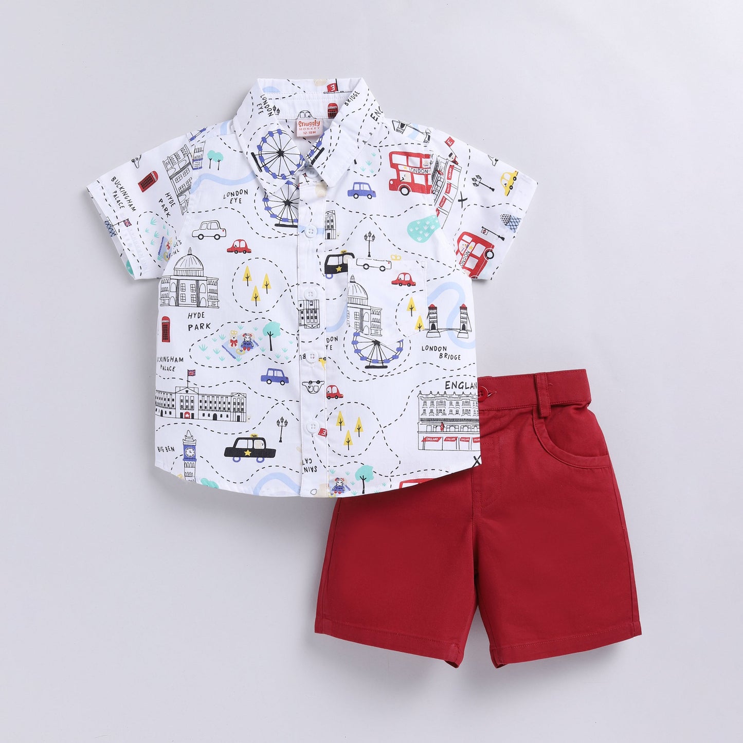 London City Print Shirt with Shorts Set