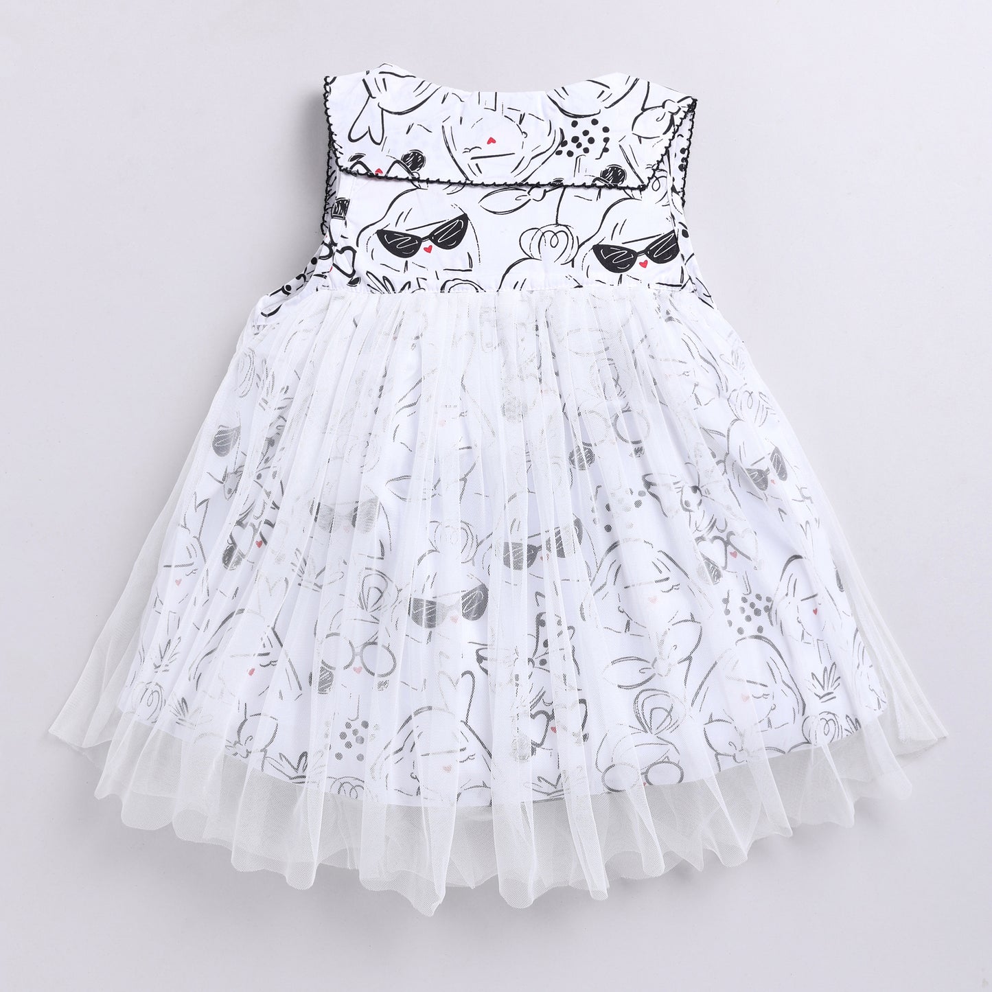 Sassy Girl Print Frock with Net Overlay