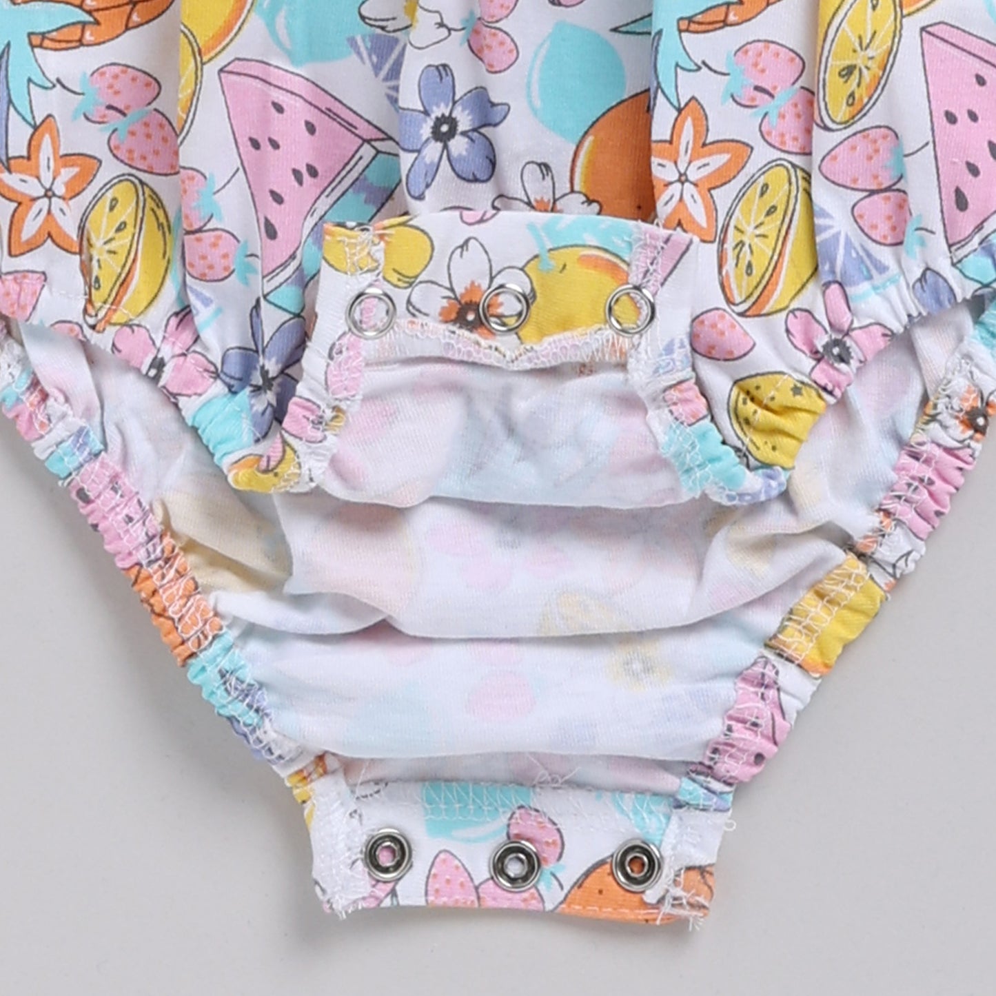 Cute Fruit Print Onesie with Lace & Bow