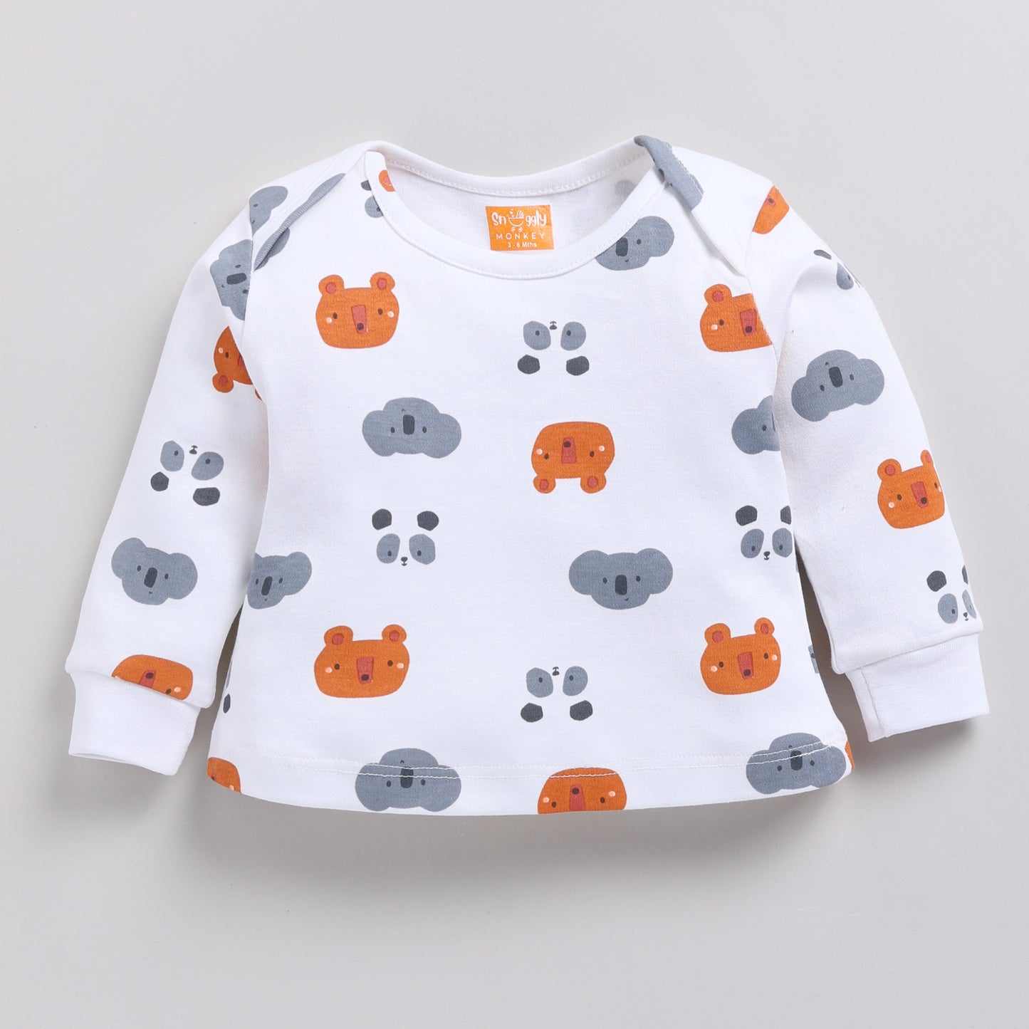 Cute Bear Print Full Sleeves Top with Pant Set