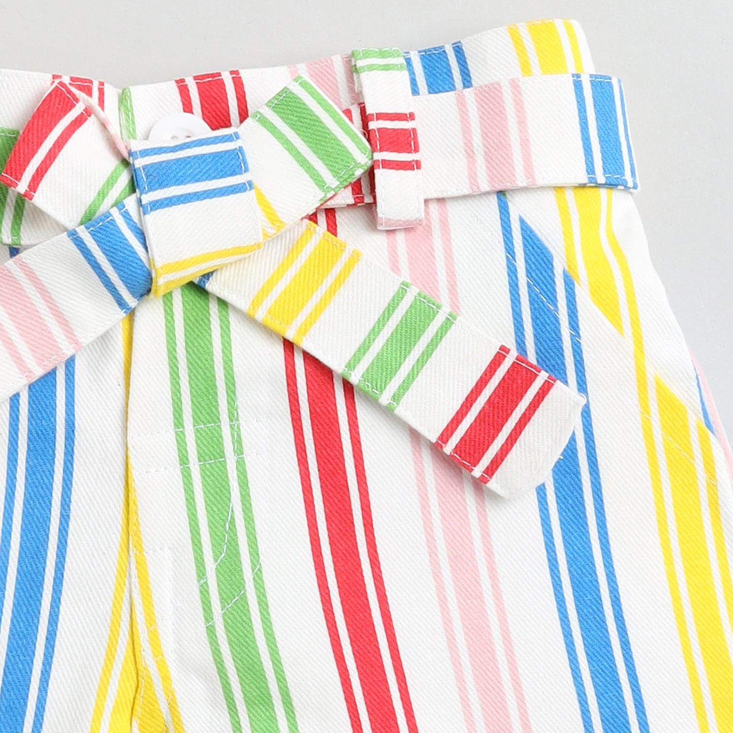 Stripe Textile Shorts with Belt