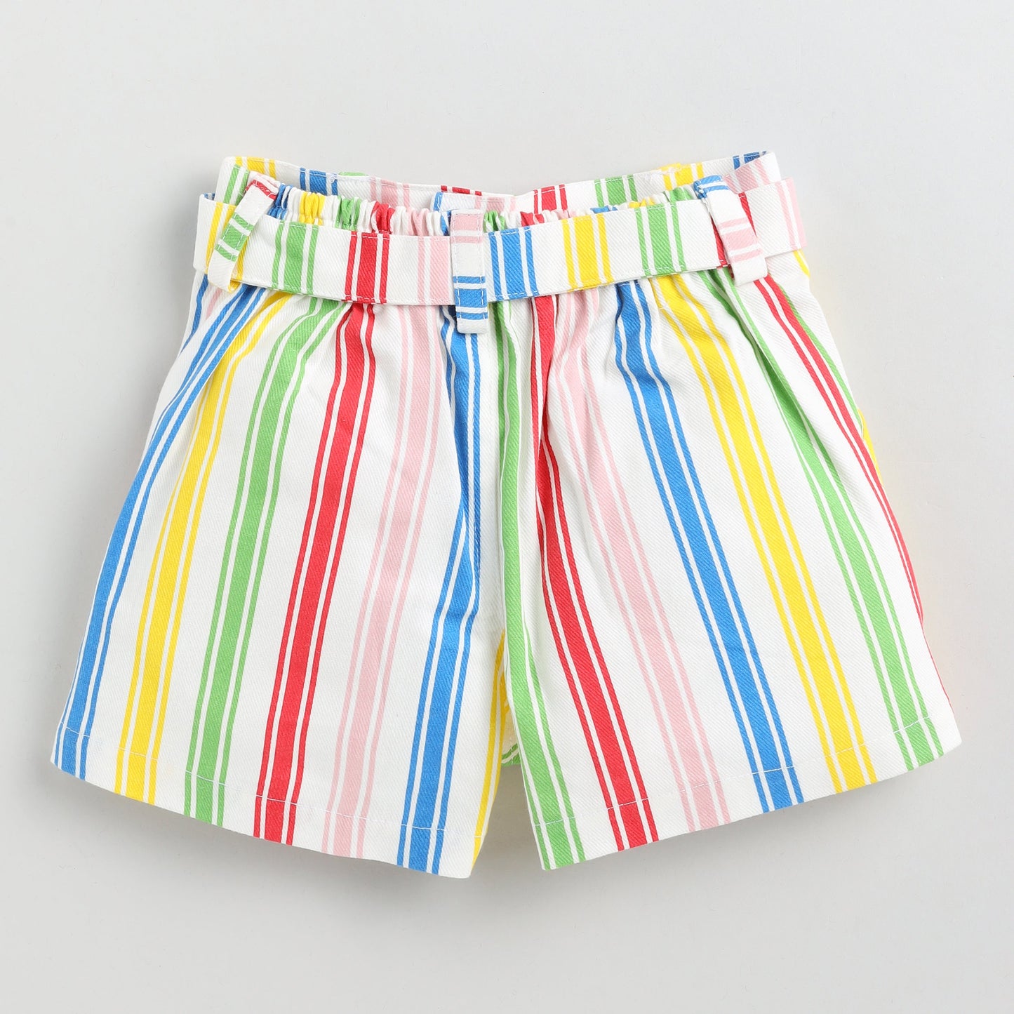 Stripe Textile Shorts with Belt