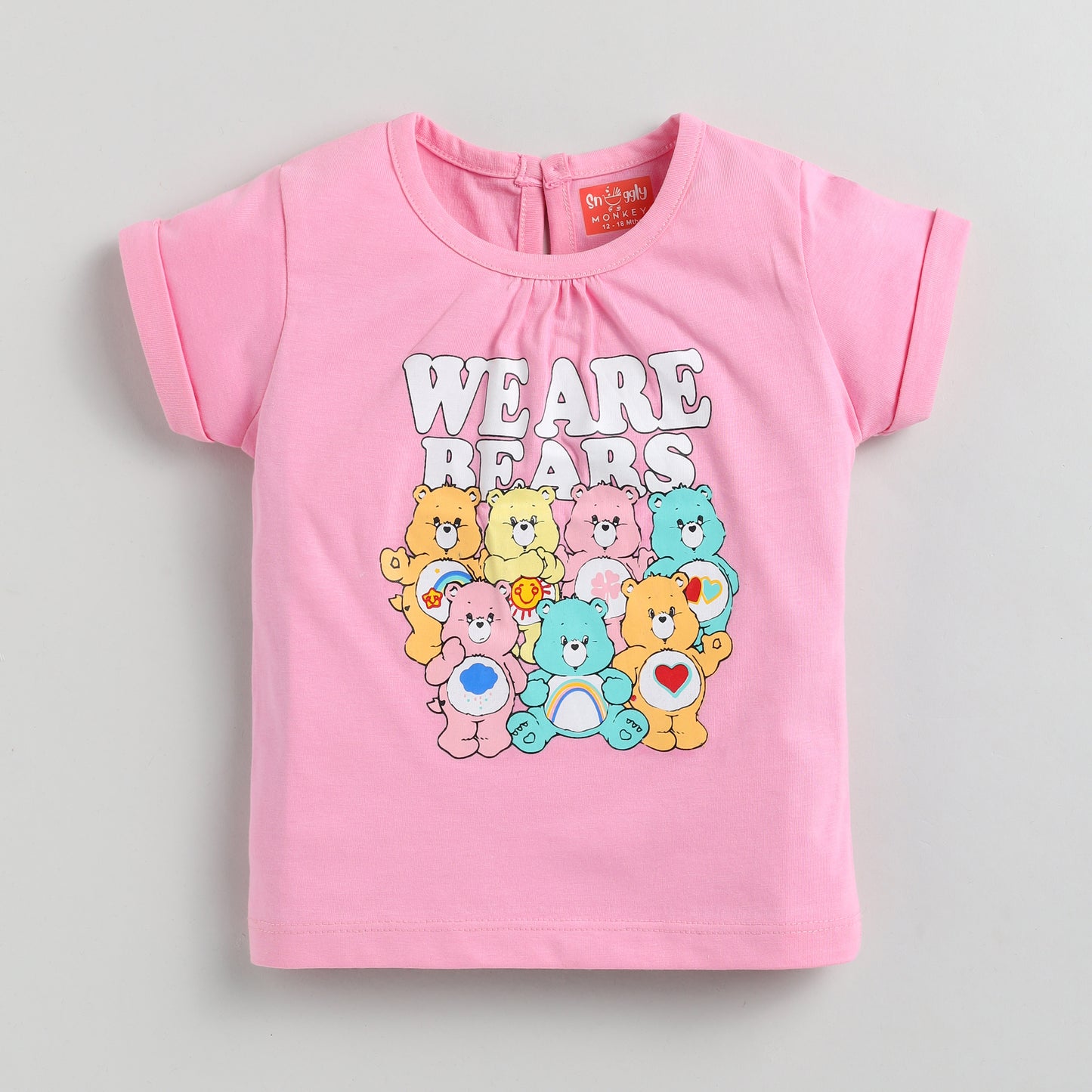 Bear Print Pink Top with Shorts