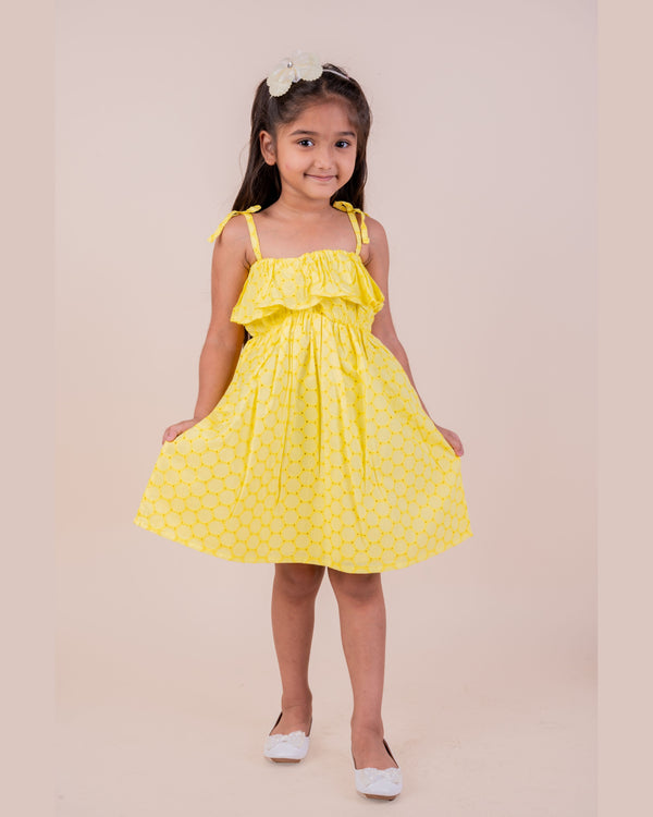 Yellow Off-Shoulder Style Summer Frock