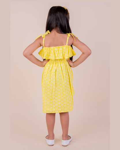Yellow Off-Shoulder Style Summer Frock