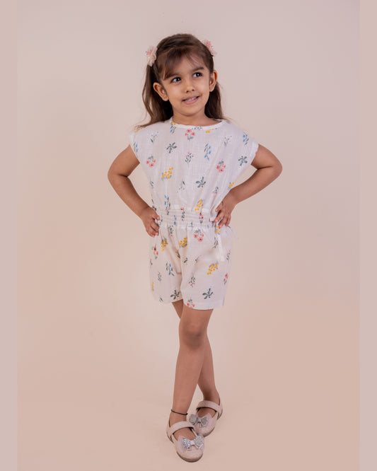 Floral Print Half Jumpsuit