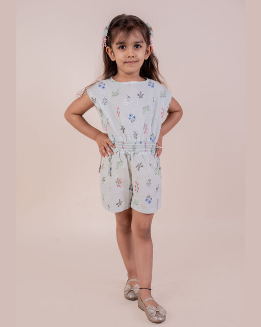 Floral Print Half Jumpsuit