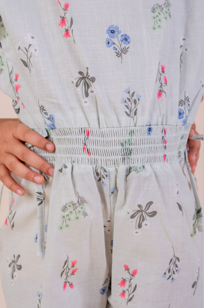 Floral Print Half Jumpsuit