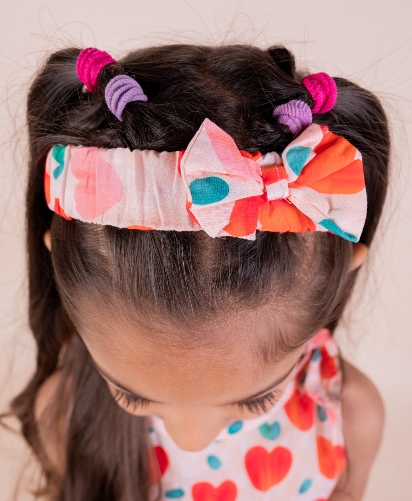 Heart Print Summer Frock with Matching Hairband | Orange