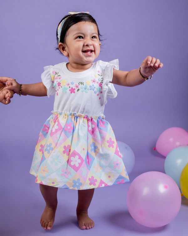 Floral Print Summer Frock with Hairband