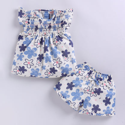 Girls floral print top with shorts set