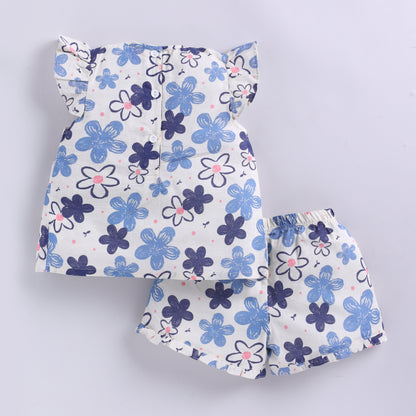 Girls floral print top with shorts set