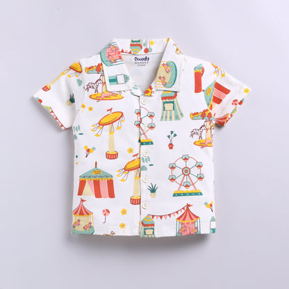Fun carnival print front-open nightsuit set
