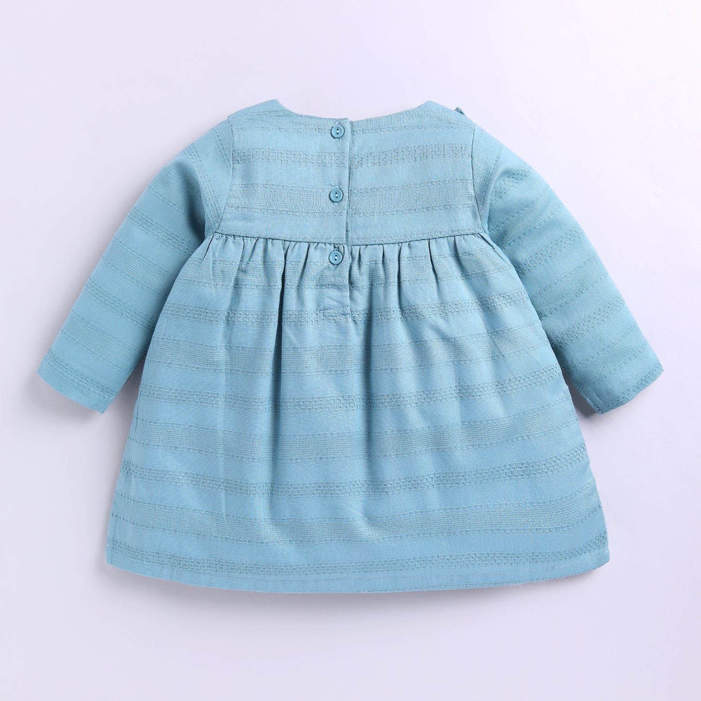 Girls Embroidered Frock with Lace & Frill - Teal