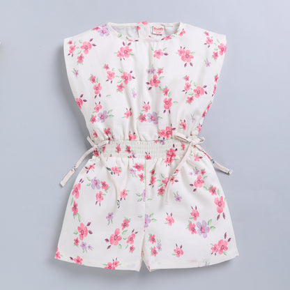Pink Floral Print Jumpsuit