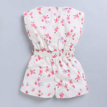 Pink Floral Print Jumpsuit