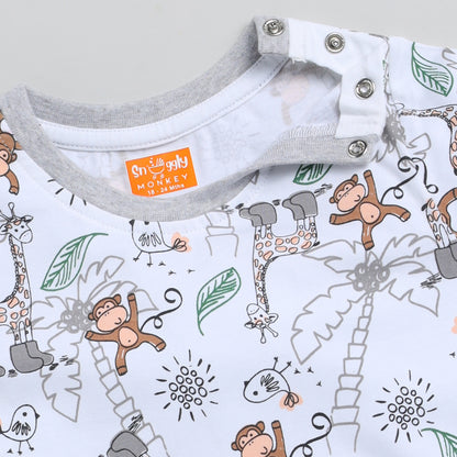 Animals Print Full-Sleeves Nightsuit