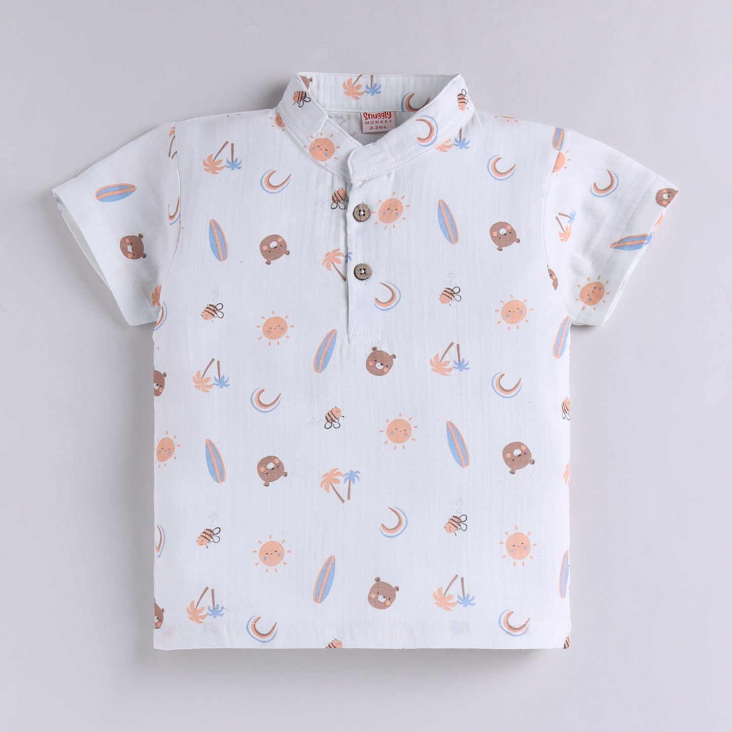 Bear in The Beach Theme  Muslin Top with Shorts