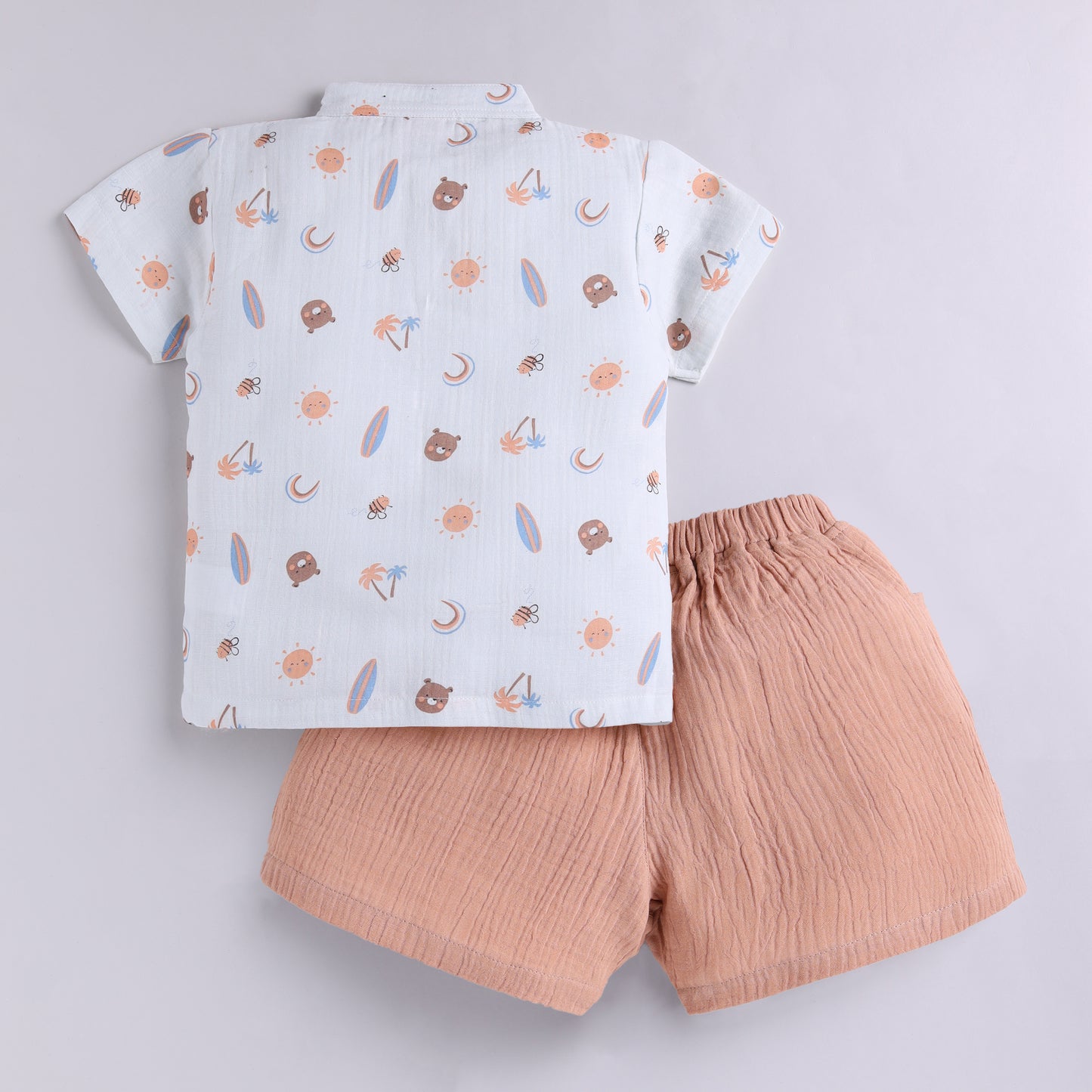 Bear in The Beach Theme  Muslin Top with Shorts