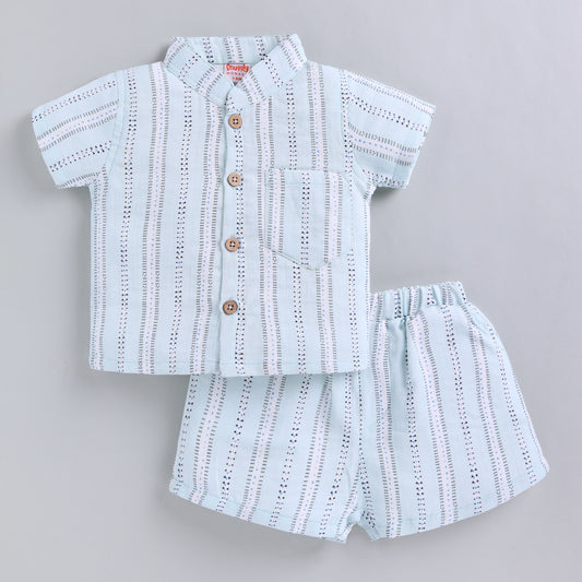 Striped Muslin Cotton Infant Co-ord Set