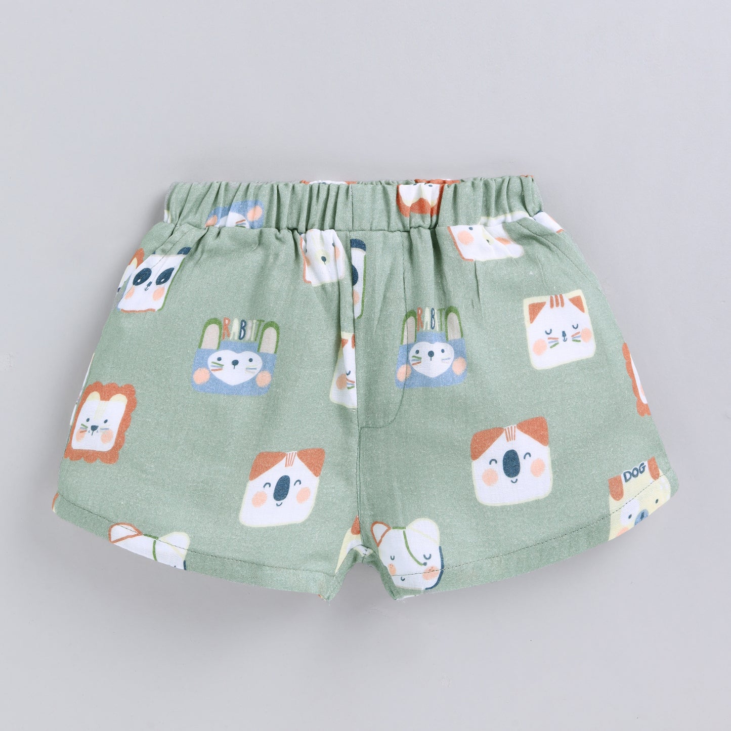 Animal Print Muslin Co-ord Set For Infants - Teal