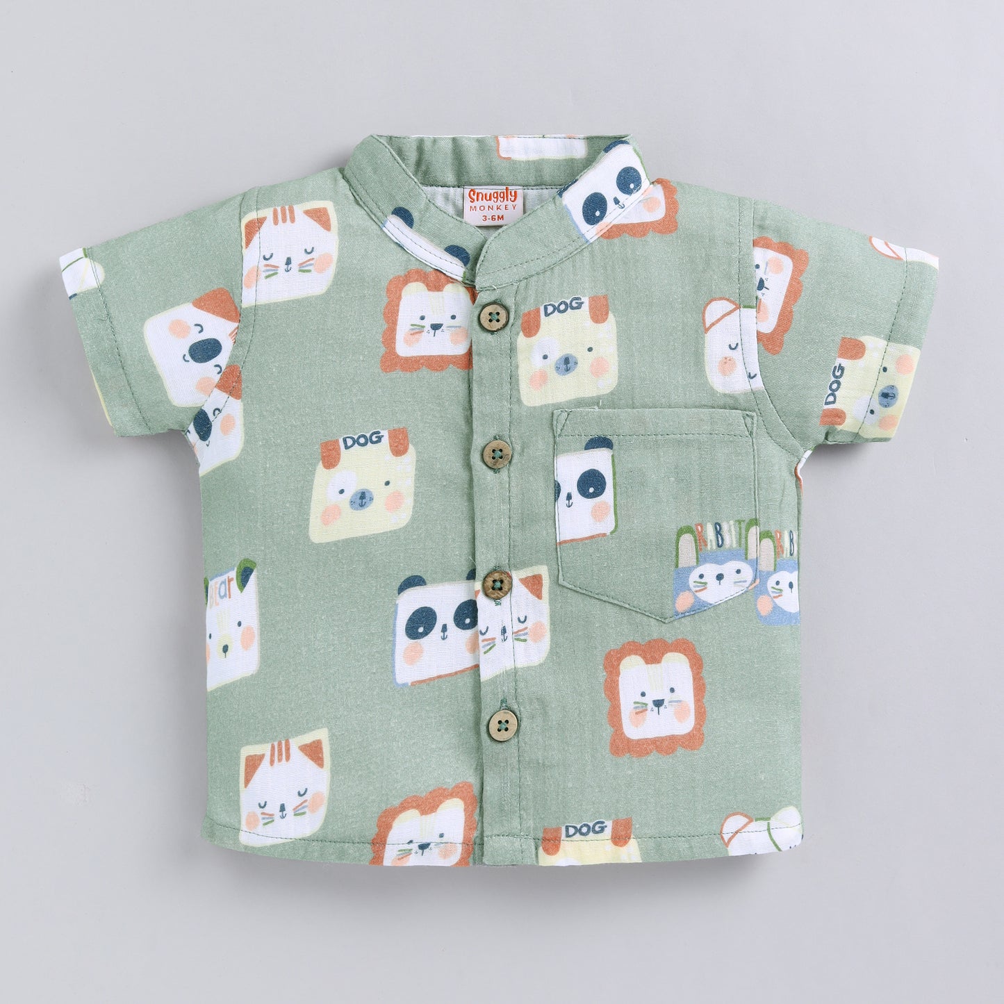 Animal Print Muslin Co-ord Set For Infants - Teal