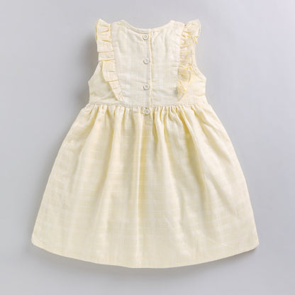 Pearl Embellished Ruffle Dress - Yellow
