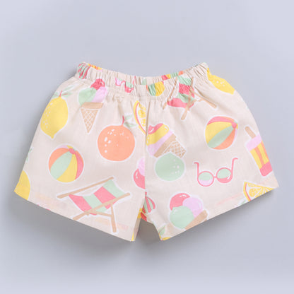 Summer Favourite Top with Shorts Set - Biege