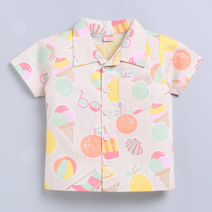 Summer Favourite Top with Shorts Set - Biege