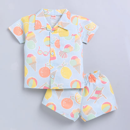 Summer Favourite Top with Shorts Set - Blue