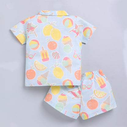 Summer Favourite Top with Shorts Set - Blue